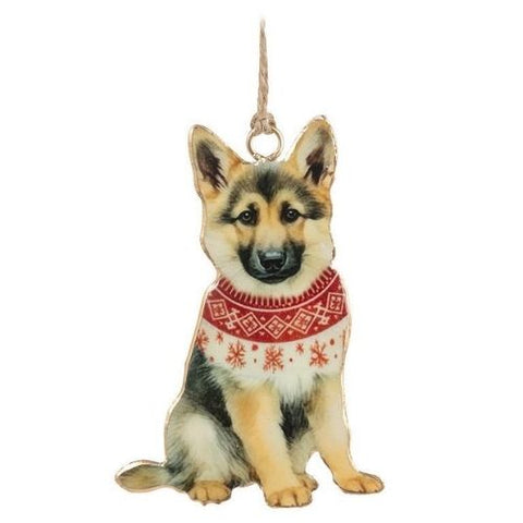 Ornement berger allemand avec chandail de Noël