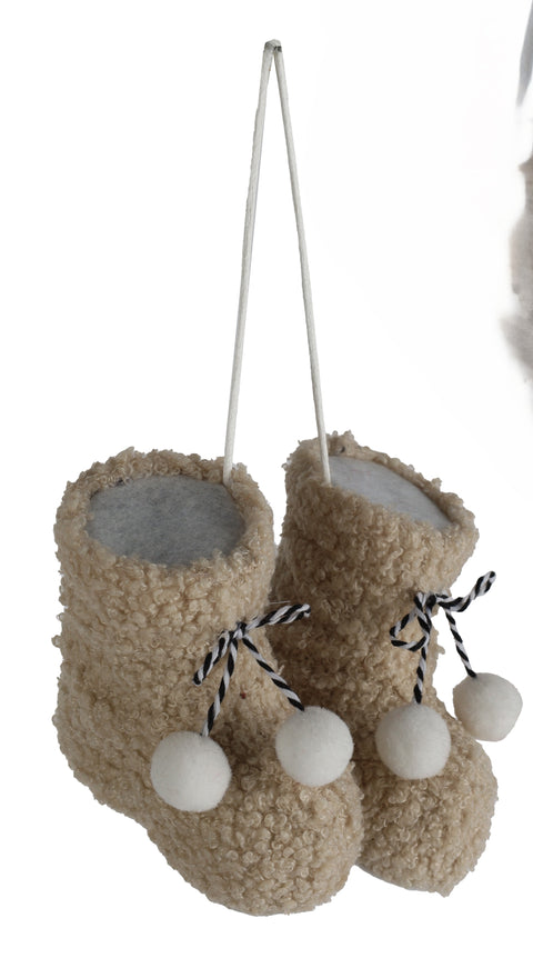 Ornement bottillons beiges avec pompons