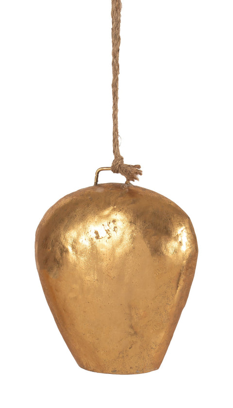 Ornement cloche dorée en métal