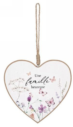 Ornement de coeur floral "Une Famille heureuse"