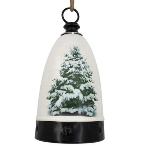 Cloche en métal avec sapin