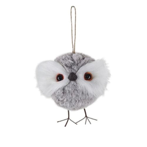 Ornement hibou gris et blanc