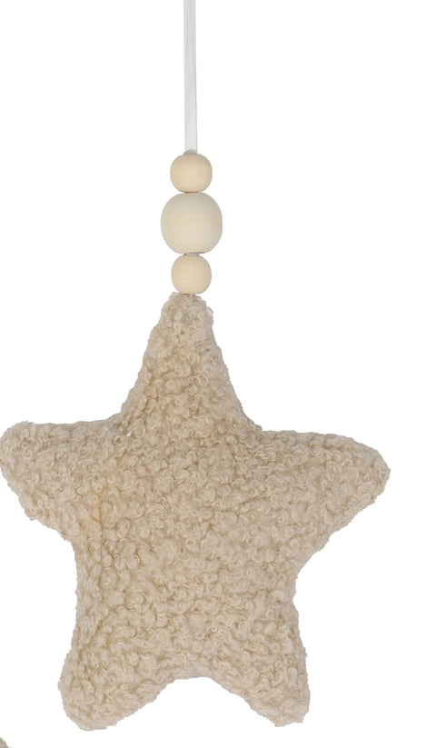 Ornement étoile en tissu bouclé beige