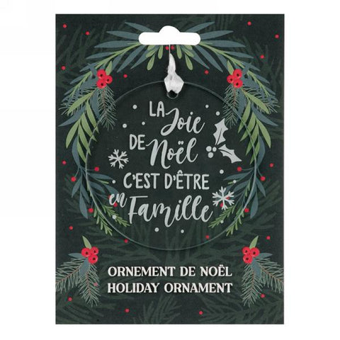 Ornement de Noël "La joie de Noël c'est d'être en famille"