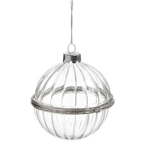 Boule de Noël en verre transparent avec finition argentée