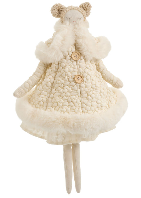 Figurine de fillette en laine beige