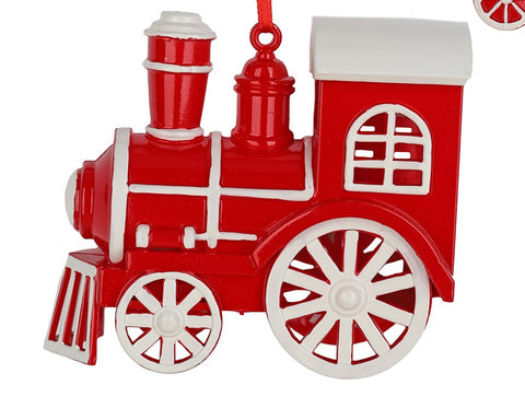 Ornement de locomotive rouge et blanche