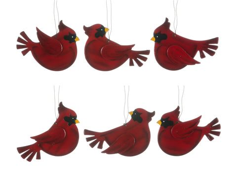 Ornement de cardinal rouge en bois