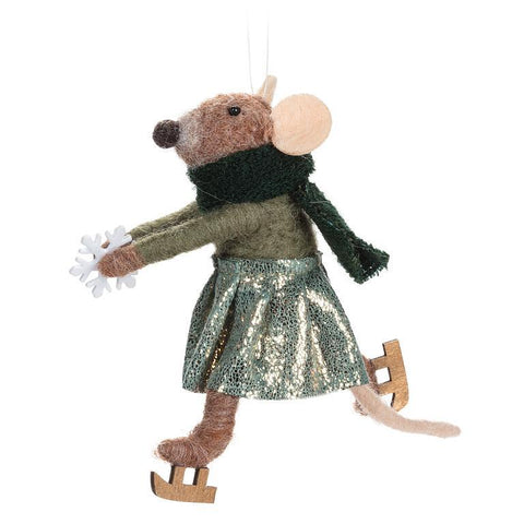 Ornement de souris patineuse