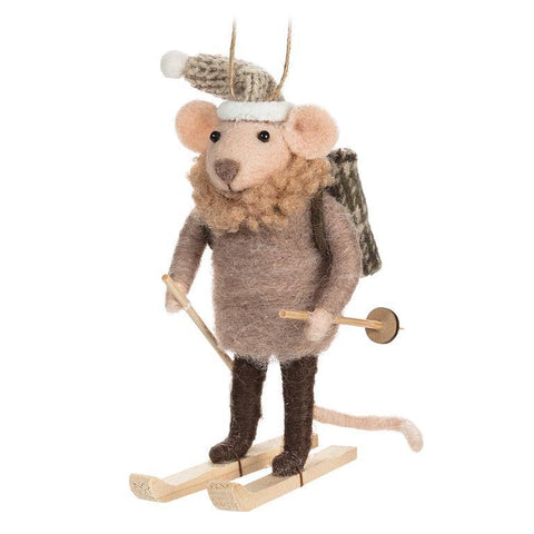 Ornement de  Souris skieuse de fond