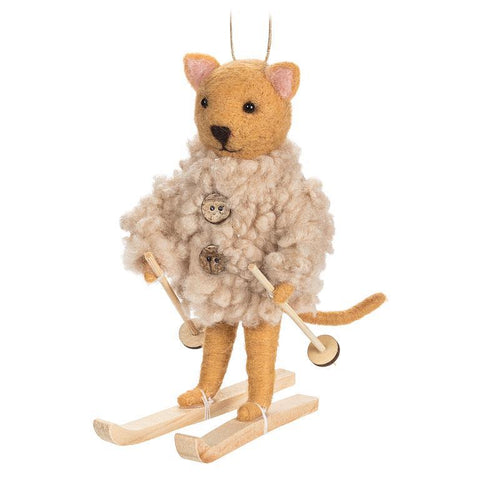 Ornement de chat en skis