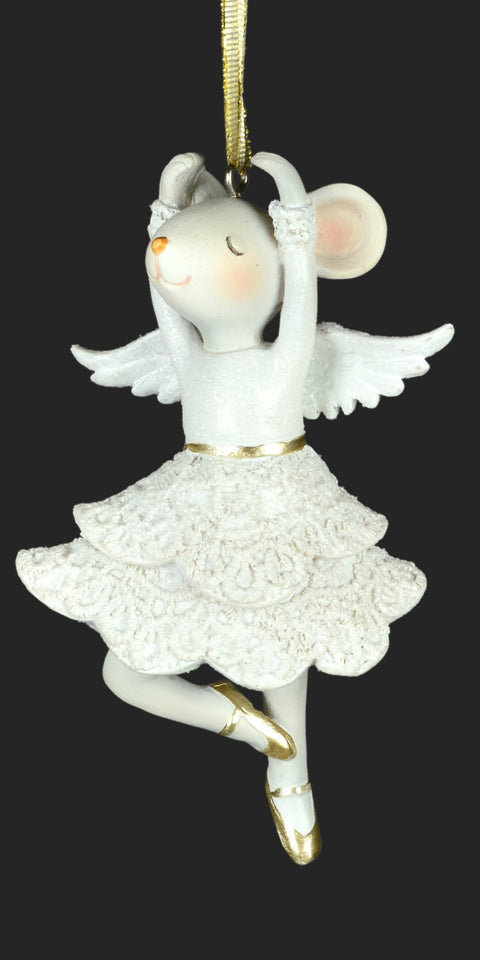 Ornement de Noël souris ballerine ailée