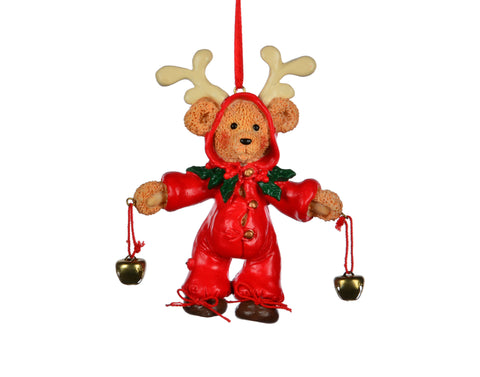 Ornement ourson de Noël en costume de renne