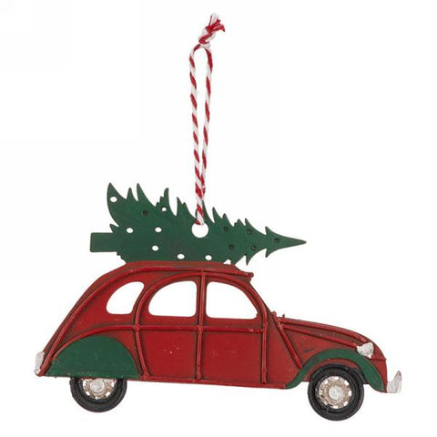 Ornement de voiture rouge en métal