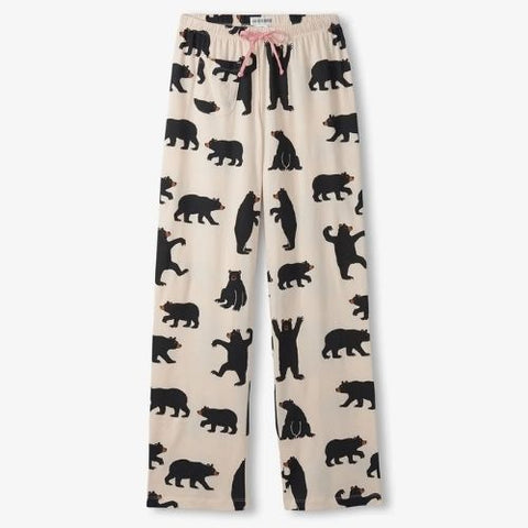 Pantalon de pyjama en jersey pour femme "Ours noir sur fond naturel" - Hatley Little Blue House