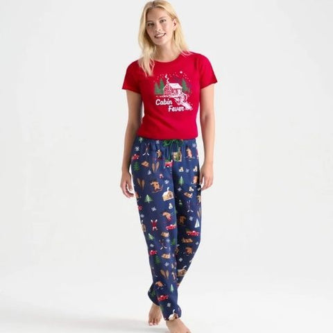 Pantalon de pyjama en coton pour femme "Chalet d'hiver" - Hatley Little Blue House