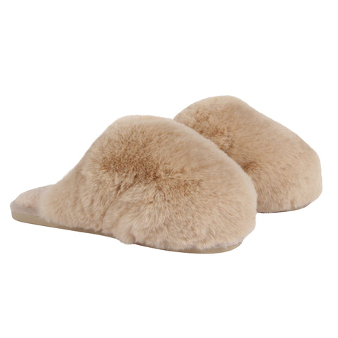 Pantoufles sherpa effet laine beige