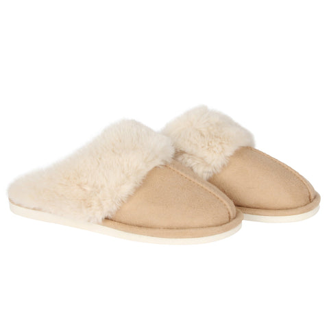Pantoufles sherpa à rebord beige