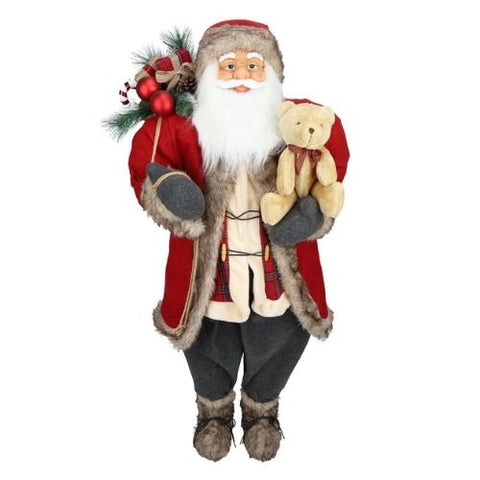 Père Noël décoratif debout avec sac-cadeau