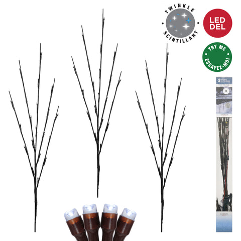 Ensemble de 3 branches lumineuses blanc pur