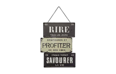 Plaque décorative en métal – Rire, profiter et savourer