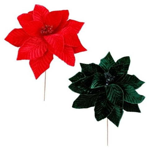 Pic de poinsettia en velours – rouge ou vert