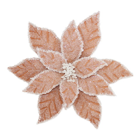 Tige décorative poinsettia brun givré