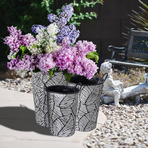Jardinière haute à motifs de feuilles