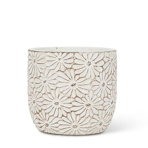 Pot rond à motif de fleurs