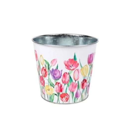 Cache-pot décoratif en métal Tulipes