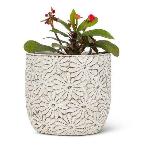 Pot rond à motif de fleurs