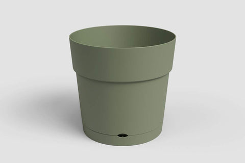 Pot plastique Capri Wide vert avec réserve d'eau