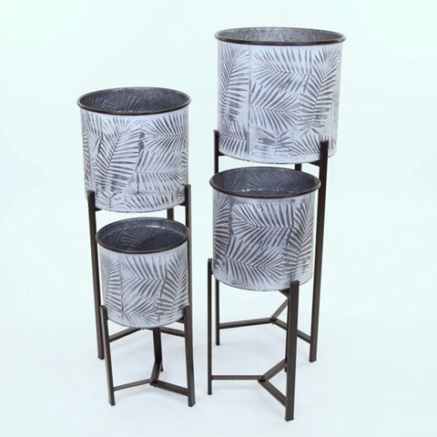 Supports à plantes en métal blanchis avec doublures