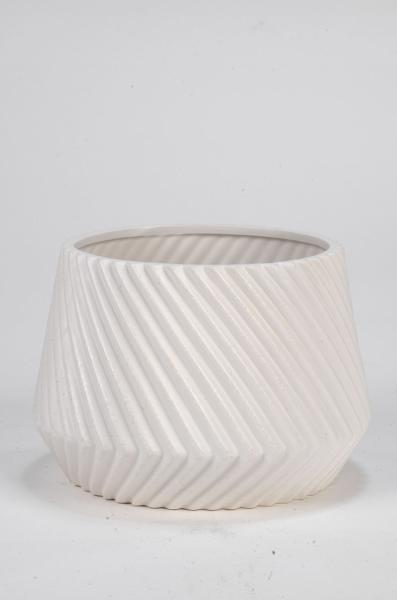 Pot blanc strié en céramique