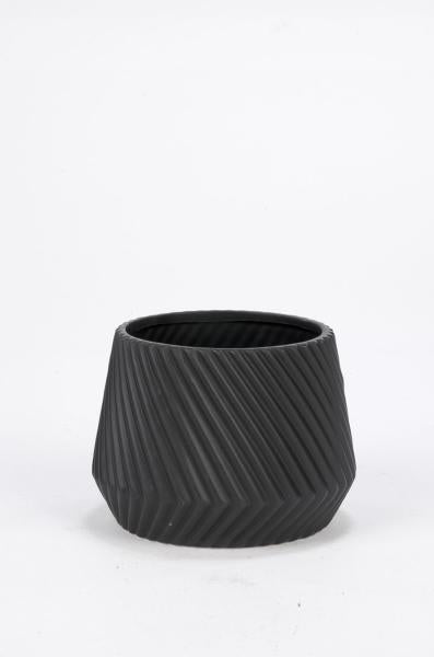 Pot noir strié en céramique