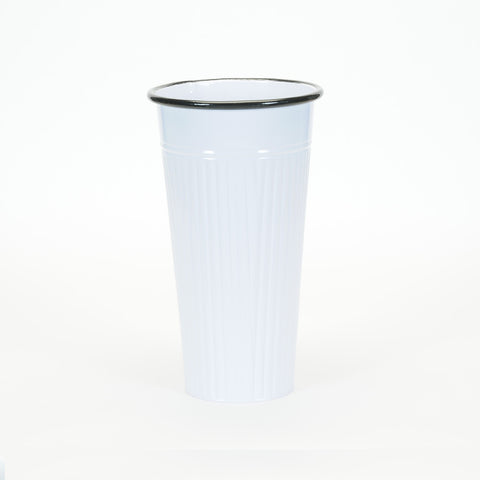 Vase haut rond en métal blanc
