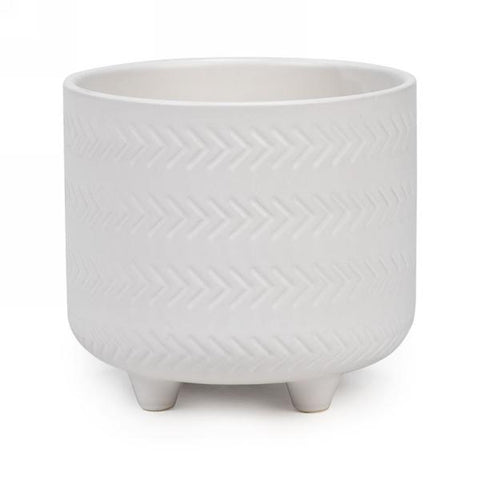 Pot blanc texturé sur pied