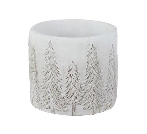 Cache-pot blanc avec motifs de Sapins stylisés