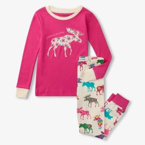 Ensemble pyjama à appliqué pour enfant "Orignaux à motifs" - Hatley Little Blue House