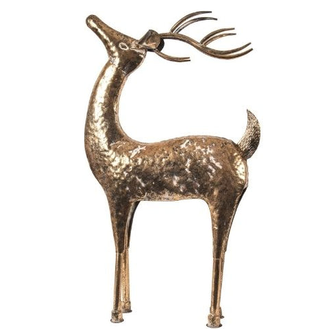 Cerf décoratif doré antique en fer martelé