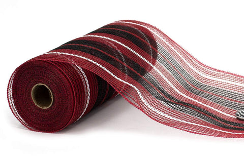 Ruban décoratif à rayures rouges, noires et blanches