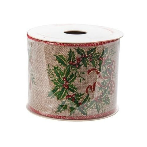 Ruban décoratif avec couronne de houx