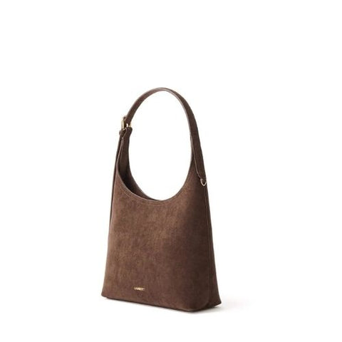 Sac à épaule Elena en suède vegan chocolat – Lambert