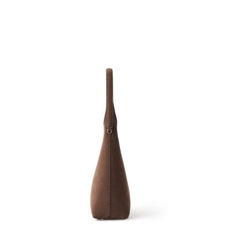 Sac à épaule Elena en suède vegan chocolat – Lambert