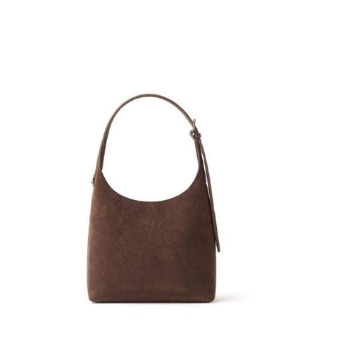Sac à épaule Elena en suède vegan chocolat – Lambert