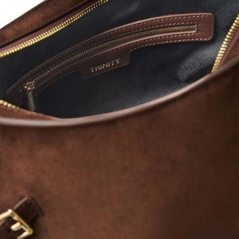 Sac à épaule Trinity en suède Chocolate - Lambert