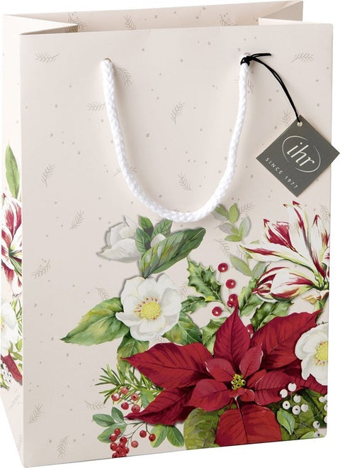 Sac cadeau – Poinsettia et fleurs festives