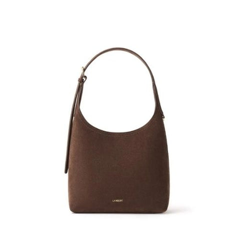 Sac à épaule Elena en suède vegan chocolat – Lambert