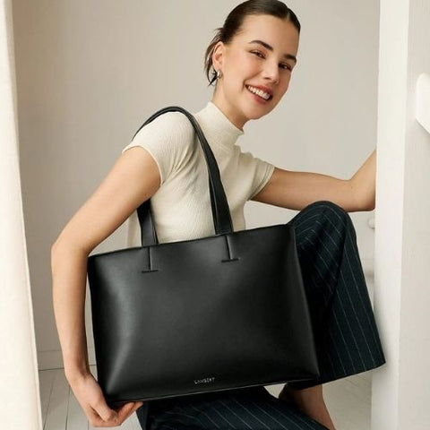 Sac fourre-tout en cuir vegan Danyka noir - Lambert
