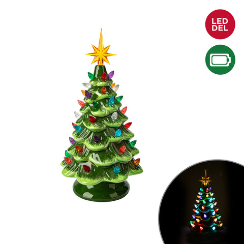 Sapin de Noël en céramique avec lumières DEL multicolores